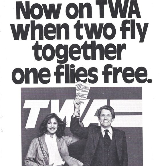 TWA Two for One Holiday Flight Airlines Advert 1970s Vintage Print Ad 9 inch - Picture 2 of 2